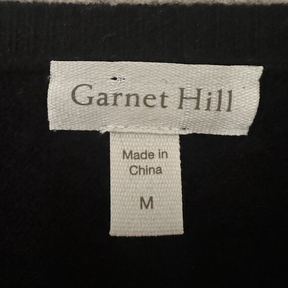SOLD Garnet Hill 100% Cashmere Sweater Black Women M Oversized Boxy Boat Neck Lu - Picture 2 of 7